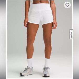Lululemon White Speed Up High-Rise Shorts 4” (size 2)